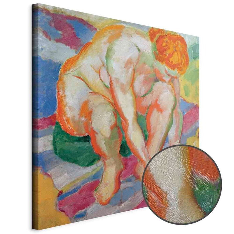 Produktvy av Franz marc nude with cat. En rund detaljförstoring visar den strukturerade gelytan.