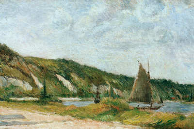 Vooraanzicht van Paul gauguin the sailing. De volledige gedrukte compositie is te zien zonder het schuine productaanzicht of de detailopname van het geloppervlak.