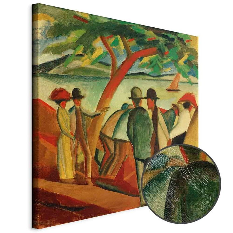 Produktvy av August macke spaziergänger. En rund detaljförstoring visar den strukturerade gelytan.