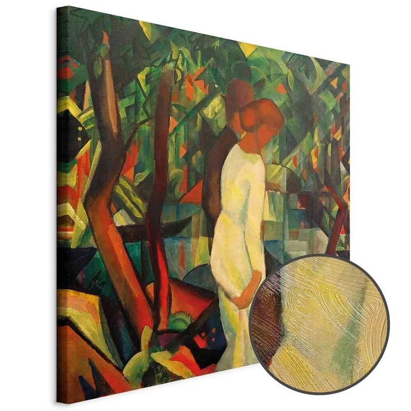 Produktvy av August macke paar im wald. En rund detaljförstoring visar den strukturerade gelytan.
