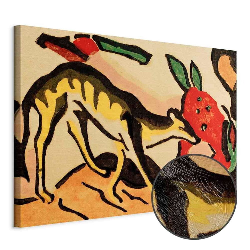 Produktvy av Franz marc fabeltier. En rund detaljförstoring visar den strukturerade gelytan.