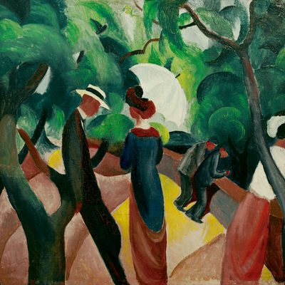 Vooraanzicht van August macke promenade. De volledige gedrukte compositie is te zien zonder het schuine productaanzicht of de detailopname van het geloppervlak.