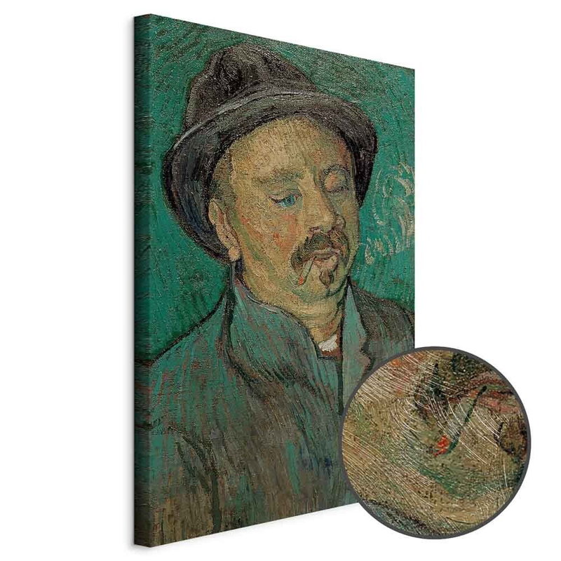 Produktvy av Vincent van gogh portrait of. En rund detaljförstoring visar den strukturerade gelytan.