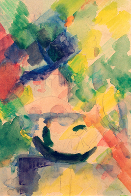 Vooraanzicht van August macke couple in the. De volledige gedrukte compositie is te zien zonder het schuine productaanzicht of de detailopname van het geloppervlak.