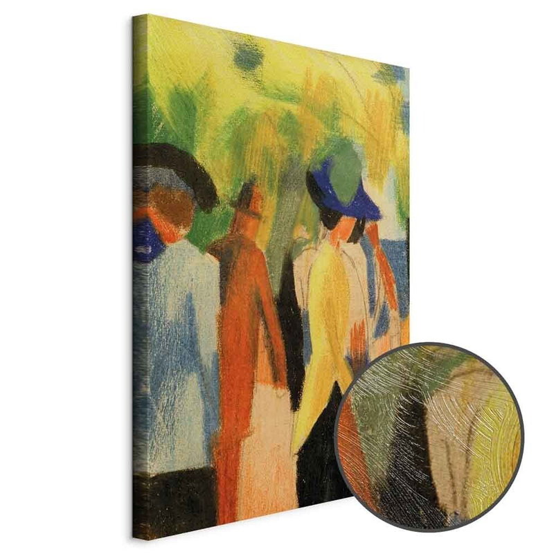 Produktvy av August macke walker under. En rund detaljförstoring visar den strukturerade gelytan.