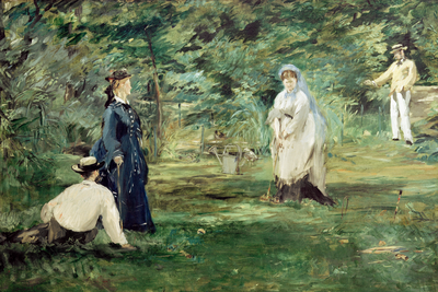 Vooraanzicht van Edouard manet the croquet. De volledige gedrukte compositie is te zien zonder het schuine productaanzicht of de detailopname van het geloppervlak.