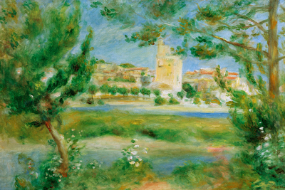 Vooraanzicht van Pierre-auguste renoir. De volledige gedrukte compositie is te zien zonder het schuine productaanzicht of de detailopname van het geloppervlak.