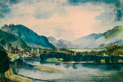 Vooraanzicht van Albrecht d rer view of. De volledige gedrukte compositie is te zien zonder het schuine productaanzicht of de detailopname van het geloppervlak.