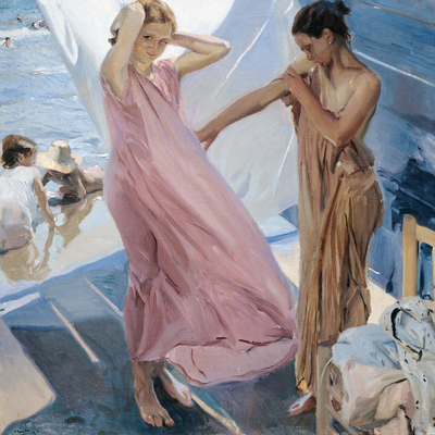 Vooraanzicht van Joaqu n sorolla y bastida. De volledige gedrukte compositie is te zien zonder het schuine productaanzicht of de detailopname van het geloppervlak.