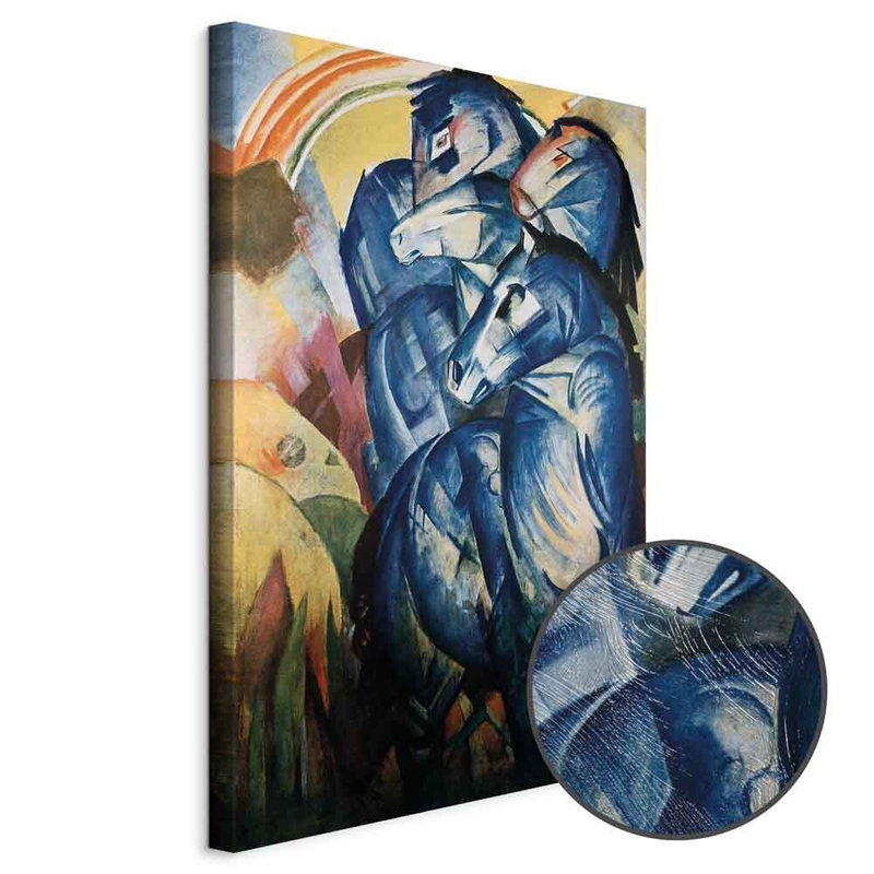Produktvy av Franz marc the tower of blue. En rund detaljförstoring visar den strukturerade gelytan.