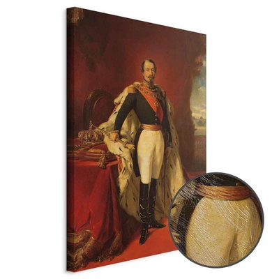 Schuin productaanzicht van Franz xaver winterhalter. Het motief loopt door over de randen van het canvas. Een ronde detailopname toont het reliëf van het geloppervlak.
