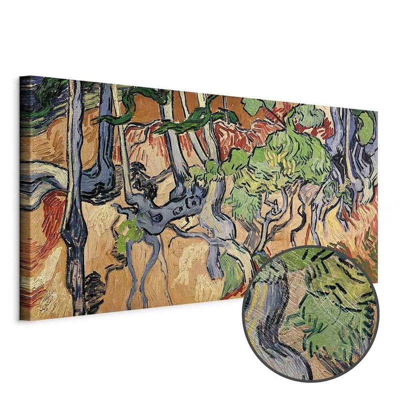 Produktvy av Vincent van gogh tree roots. En rund detaljförstoring visar den strukturerade gelytan.