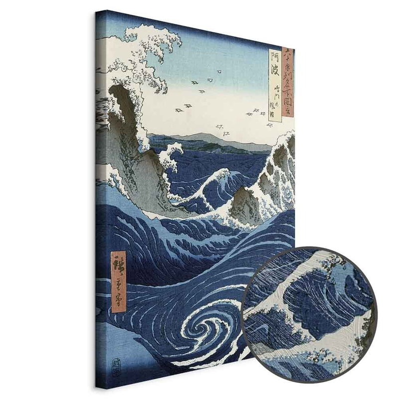 Produktvy av Utagawa hiroshige view of. En rund detaljförstoring visar den strukturerade gelytan.