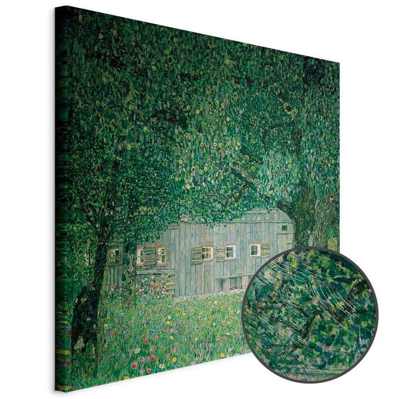 Produktvy av Gustav klimt. En rund detaljförstoring visar den strukturerade gelytan.