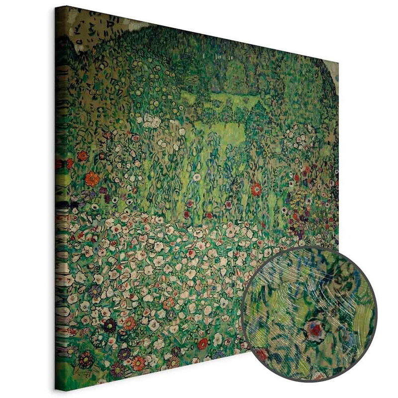 Produktvy av Gustav klimt. En rund detaljförstoring visar den strukturerade gelytan.