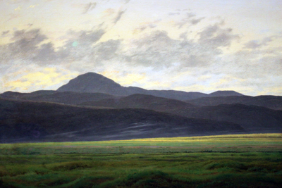 Vooraanzicht van Caspar david friedrich. De volledige gedrukte compositie is te zien zonder het schuine productaanzicht of de detailopname van het geloppervlak.