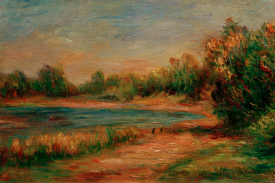 Vooraanzicht van Pierre-auguste renoir. De volledige gedrukte compositie is te zien zonder het schuine productaanzicht of de detailopname van het geloppervlak.