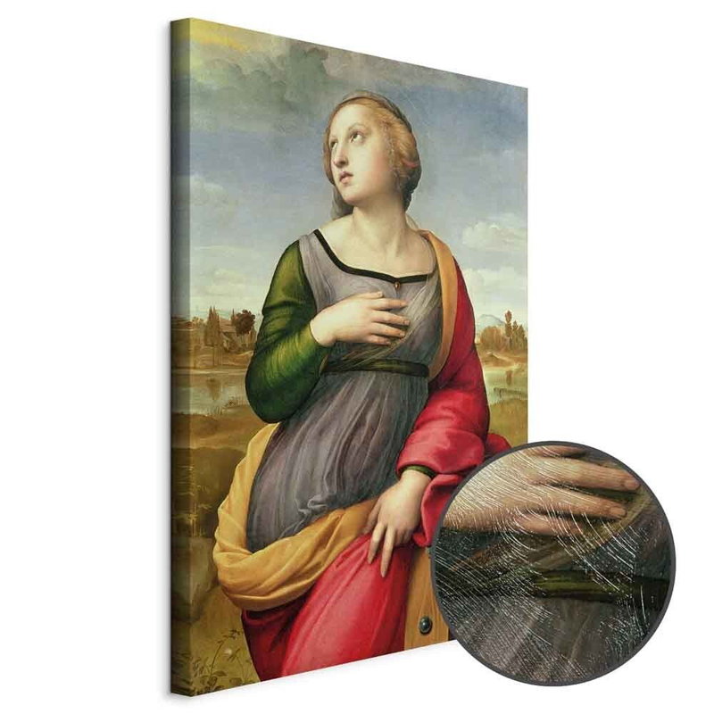 Produktvy av Rafael santi st catherine of. En rund detaljförstoring visar den strukturerade gelytan.