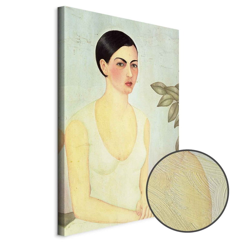 Produktvy av Frida kahlo the white lady. En rund detaljförstoring visar den strukturerade gelytan.