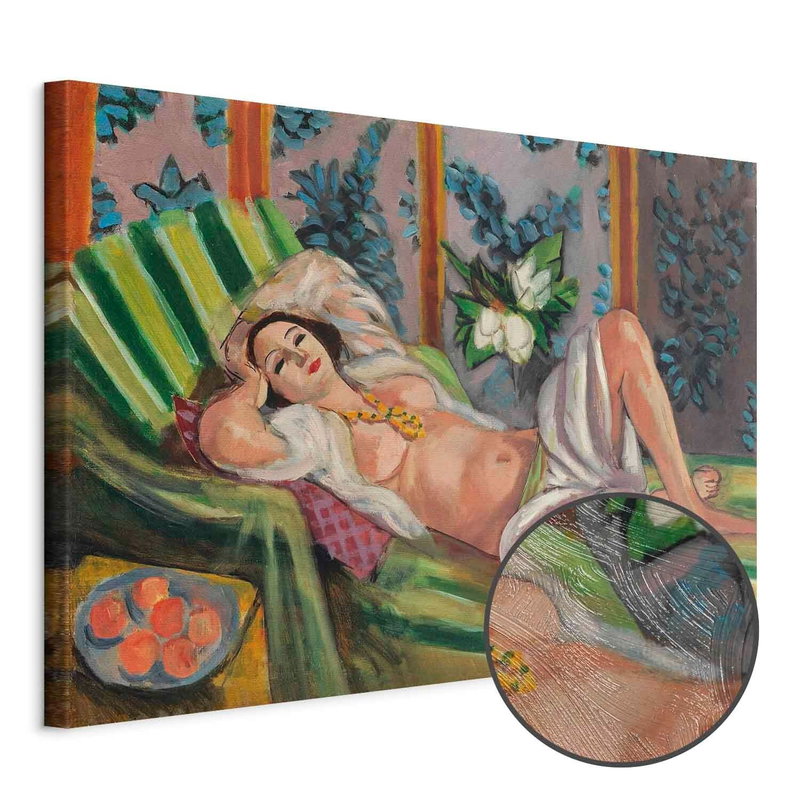 Produktvy av Henri matisse reclining. En rund detaljförstoring visar den strukturerade gelytan.