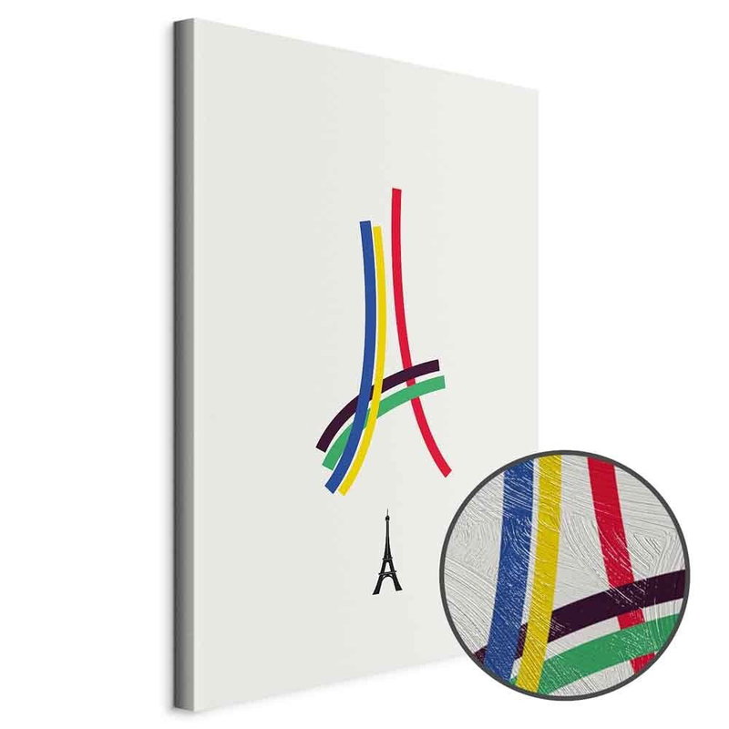 Produktvy av Eiffel tower - colorful. En rund detaljförstoring visar den strukturerade gelytan.