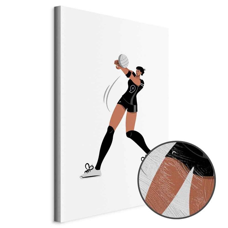 Produktvy av Female volleyball player. En rund detaljförstoring visar den strukturerade gelytan.