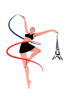 Vooraanzicht van Rhythmic gymnastics -. De volledige gedrukte compositie is te zien zonder het schuine productaanzicht of de detailopname van het geloppervlak.