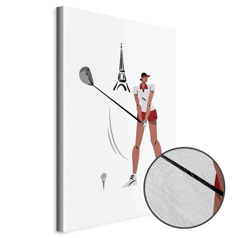 Produktvy av Female golfer with the. En rund detaljförstoring visar den strukturerade gelytan.
