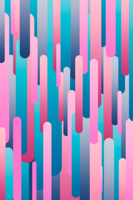 Vooraanzicht van Colourful pistons. De volledige gedrukte compositie is te zien zonder het schuine productaanzicht of de detailopname van het geloppervlak.