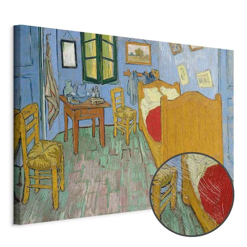 Produktvy av Vincent van gogh la chambre. En rund detaljförstoring visar den strukturerade gelytan.