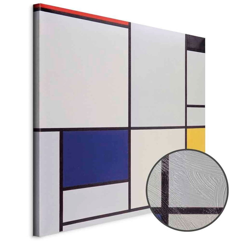 Produktvy av Piet mondrian tableau i. En rund detaljförstoring visar den strukturerade gelytan.