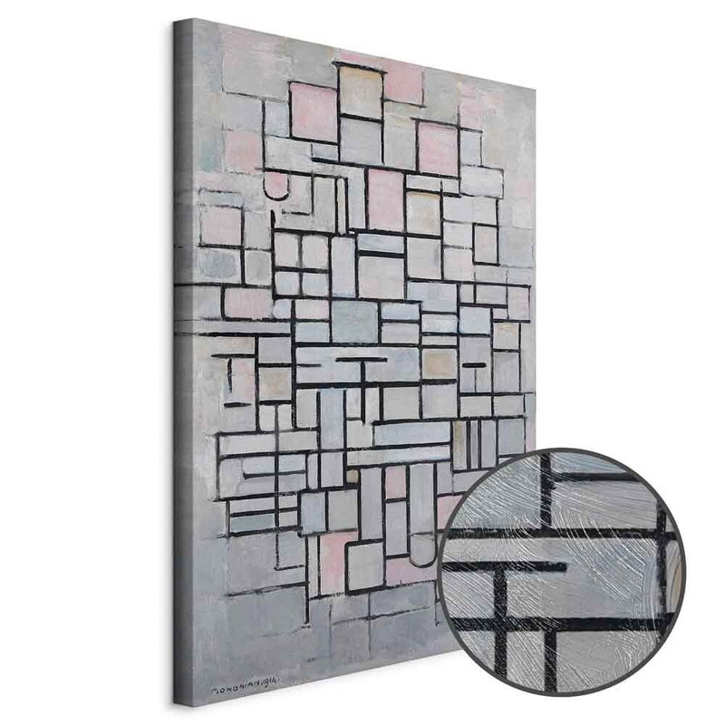 Produktvy av Piet mondrian composition no. En rund detaljförstoring visar den strukturerade gelytan.
