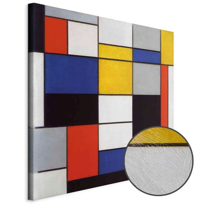 Produktvy av Piet mondrian composition a. En rund detaljförstoring visar den strukturerade gelytan.