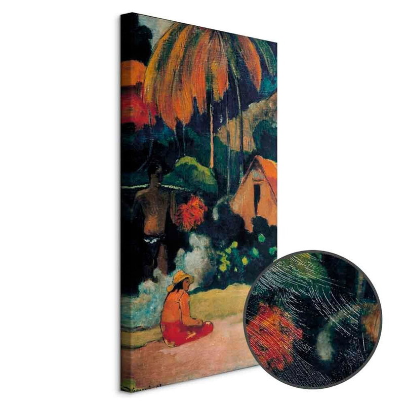 Produktvy av Paul gauguin mahana maa ii. En rund detaljförstoring visar den strukturerade gelytan.