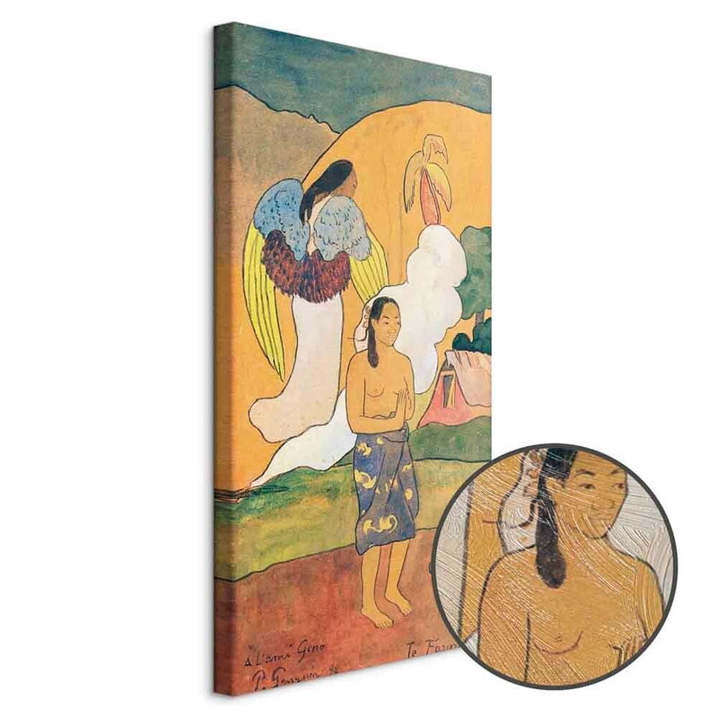 Produktvy av Paul gauguin te faruru. En rund detaljförstoring visar den strukturerade gelytan.