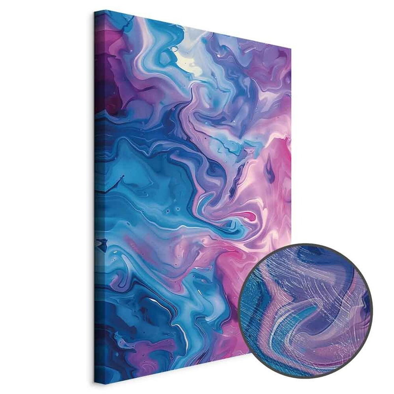 Produktvy av Night flows - abstract waves. En rund detaljförstoring visar den strukturerade gelytan.