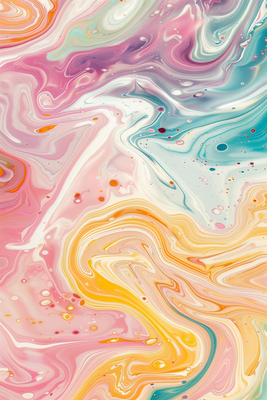Vooraanzicht van Colorful chaos - dynamic. De volledige gedrukte compositie is te zien zonder het schuine productaanzicht of de detailopname van het geloppervlak.