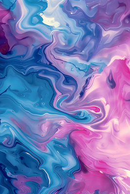 Vooraanzicht van Night flows - abstract waves. De volledige gedrukte compositie is te zien zonder het schuine productaanzicht of de detailopname van het geloppervlak.