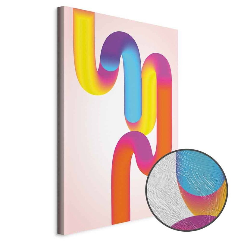 Produktvy av Colorful turns - dynamic. En rund detaljförstoring visar den strukturerade gelytan.