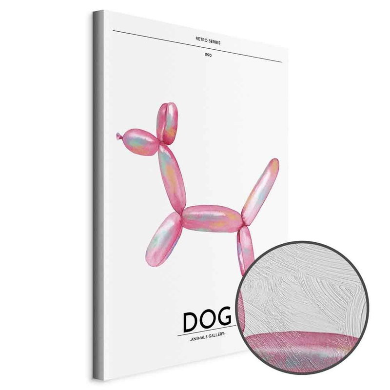 Produktvy av Holo-dog - colorful dog in. En rund detaljförstoring visar den strukturerade gelytan.