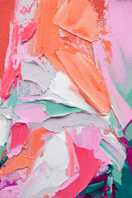 Vooraanzicht van Energetic colors - abstract. De volledige gedrukte compositie is te zien zonder het schuine productaanzicht of de detailopname van het geloppervlak.