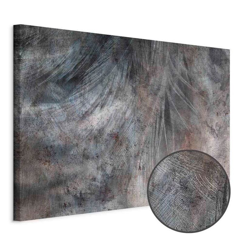 Produktvy av Grey feather wide. En rund detaljförstoring visar den strukturerade gelytan.