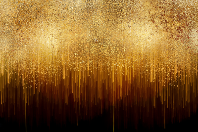 Vooraanzicht van Golden expansion wide. De volledige gedrukte compositie is te zien zonder het schuine productaanzicht of de detailopname van het geloppervlak.