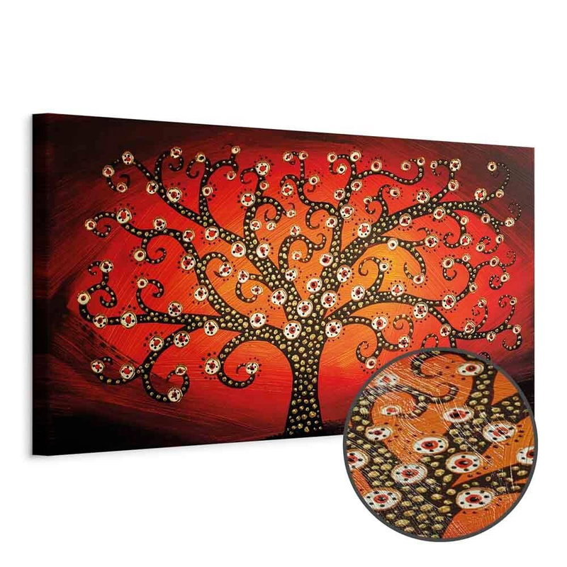 Produktvy av Fiery tree narrow. En rund detaljförstoring visar den strukturerade gelytan.