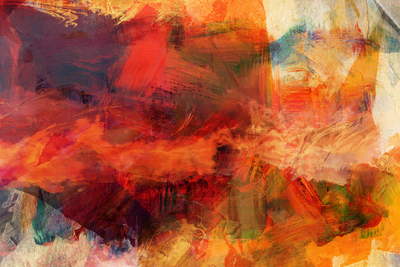 Vooraanzicht van Explosion of wild colors. De volledige gedrukte compositie is te zien zonder het schuine productaanzicht of de detailopname van het geloppervlak.