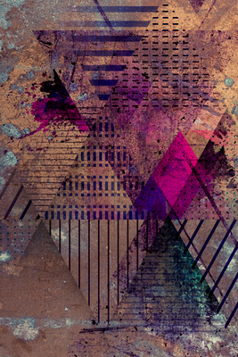 Vooraanzicht van Honey abstraction. De volledige gedrukte compositie is te zien zonder het schuine productaanzicht of de detailopname van het geloppervlak.