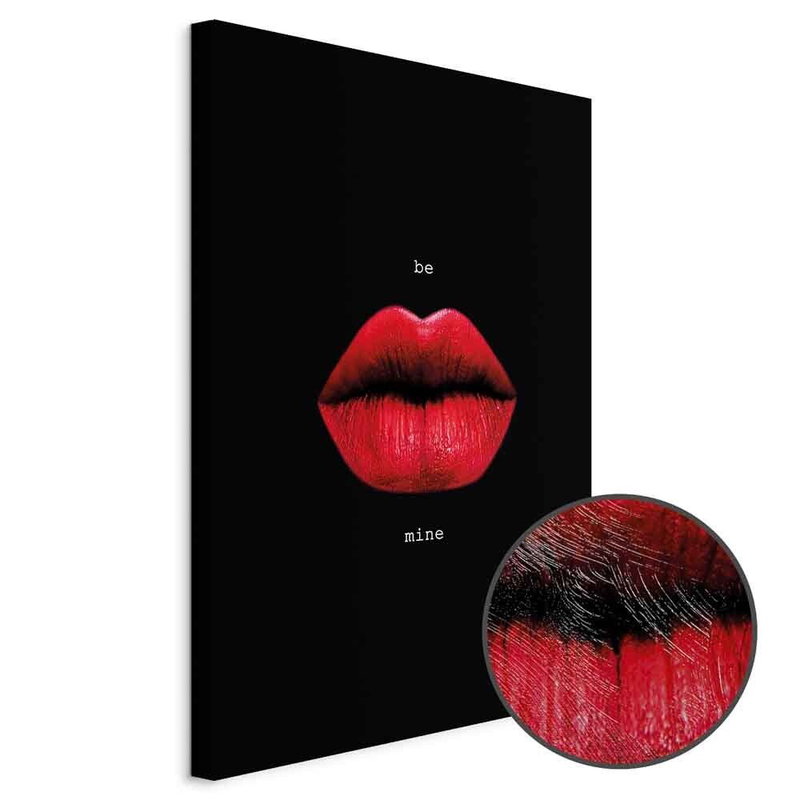 Produktvy av Red lips - black background. En rund detaljförstoring visar den strukturerade gelytan.