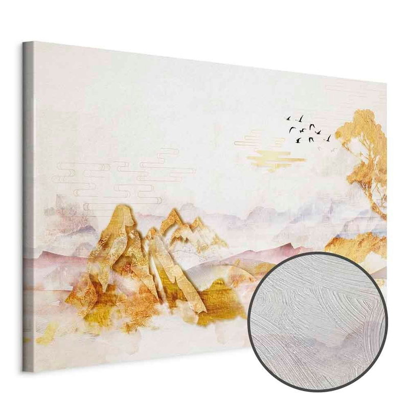 Produktvy av Golden mountains wide. En rund detaljförstoring visar den strukturerade gelytan.