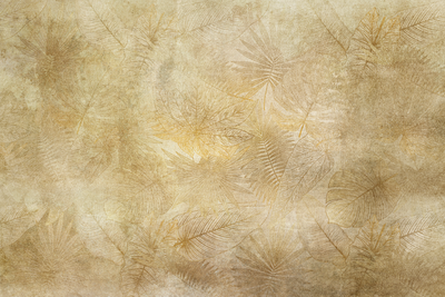 Vooraanzicht van Vintage leaves wide. De volledige gedrukte compositie is te zien zonder het schuine productaanzicht of de detailopname van het geloppervlak.