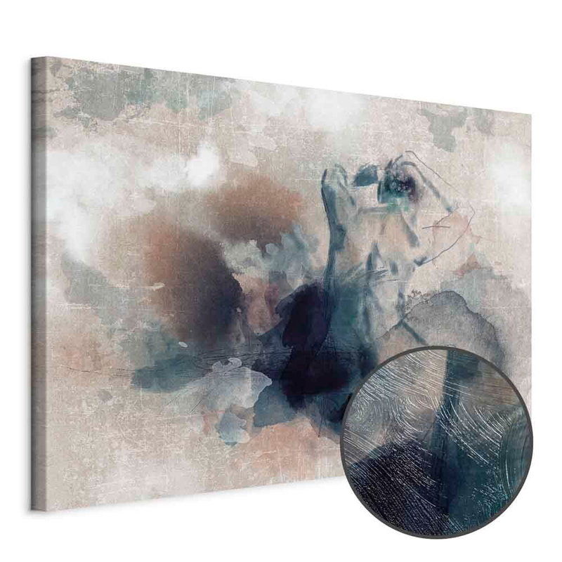 Produktvy av Thoughtful in blue. En rund detaljförstoring visar den strukturerade gelytan.